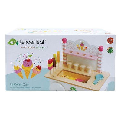 Ice Cream Cart Tender Leaf Toys Wooden Play Food UK