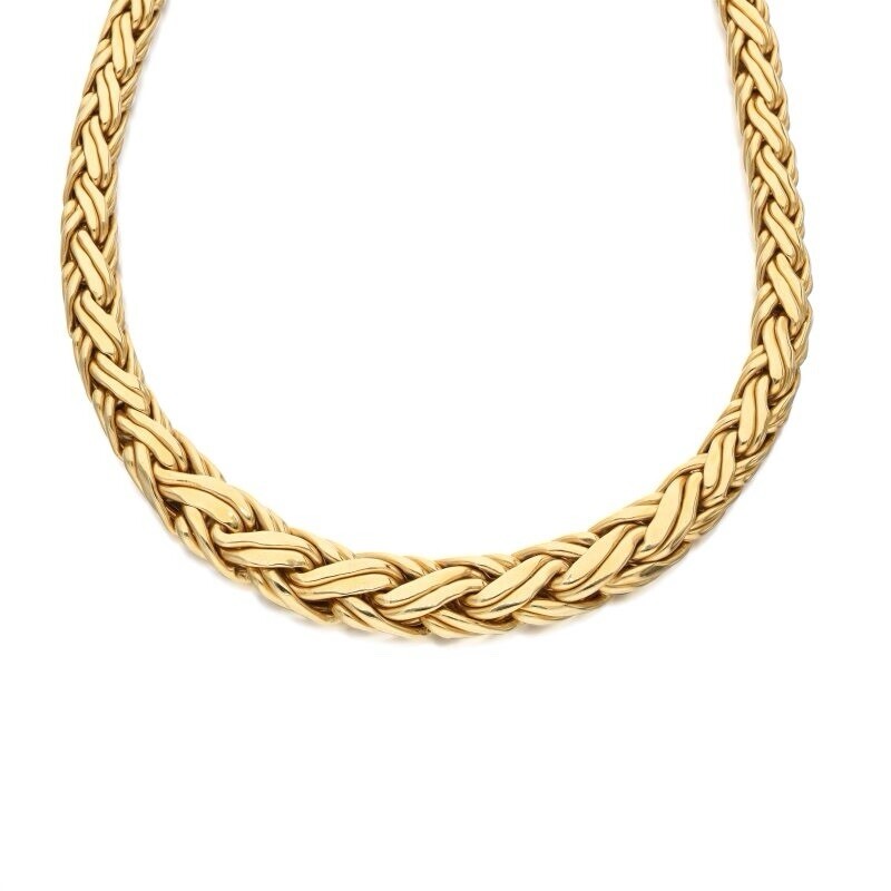 New Authentic Tiffany & Co. 14K Gold Russian Weave Chain Necklace 16