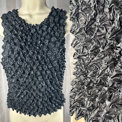 Vintage 1960s MOD Black Textured Sleeveless Shell Tank Top Bumpy ...