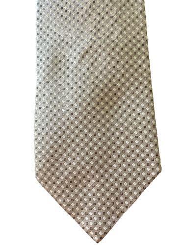 NEW CORNELIANI Men's Silk Tie Micro Check Silver Made In Italy