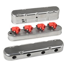 Aluminum Valve Cover For Chevy Ls Engines Finned Vintage Hidden Coil 2pc Silver