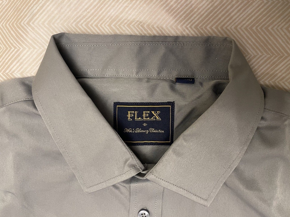 Flex Men's Luxury Collection Button Up Dress shirt Grey Size M | eBay