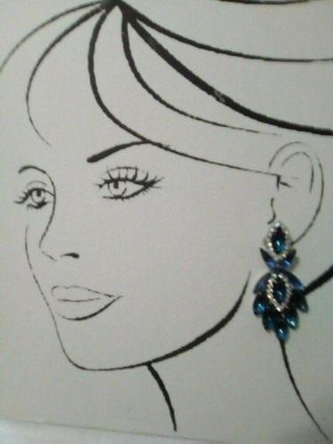 VINTAGE FASHION CLIP DROP EARRINGS FAUX MARQUIS SAPPHIRES & RHINESTONES