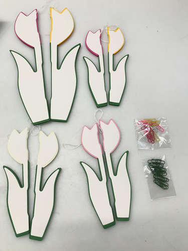 SUNBEAUTY 8 Stueck Tulpen Wabenbaelle Weiss Rosa Papier Blumen Dekoration Gelb - Bild 4 von 6
