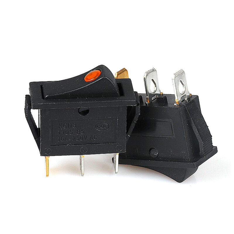 KCD3 Rectangular Rocker Switch 3 Pin 250V 16A ON/OFF Black/Red/Green ...