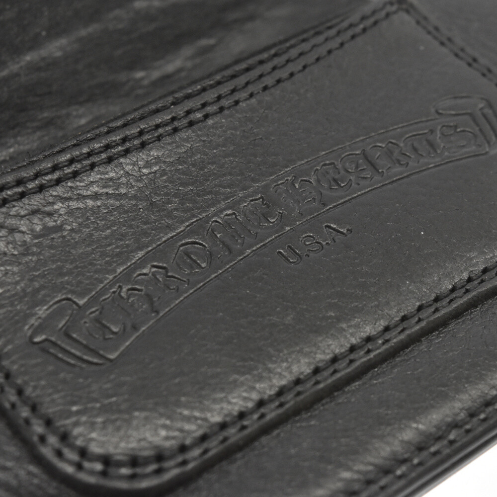 Chrome Hearts 1ZIP 1 Zip Celtic Button Leather Wallet Wallet Black