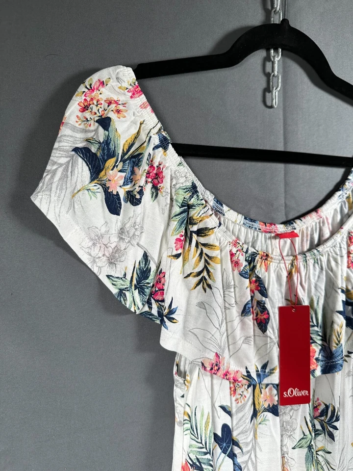s.Oliver Damen Jumpsuit Overall Größe 38 Weiß Mehrfarbig Viskose Blumen Flower - Bild 2 von 4