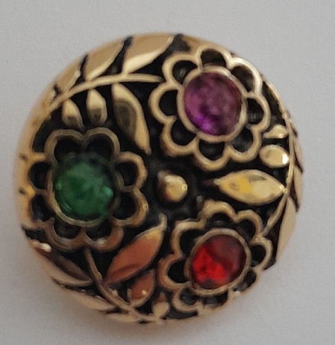 Antique Gold ABS Round Buttons 3 Coloured Rhinestone Inset NEW Set Of 10 2 Sizes - Picture 3 of 6
