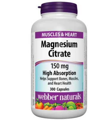 webber naturals Magnesium Citrate 150 mg, 300 Capsules