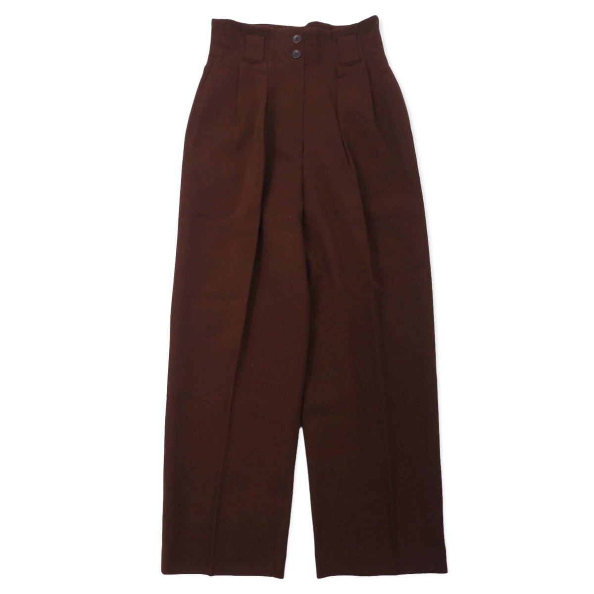 KENZO 2 TUCK High waist Wide Slacks Pants 2 Brown Wool KENZO 2 TUCK High waist Wide Slacks Pants 2 Brown Wool