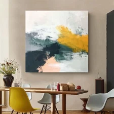 Abstract Canvas Painting Oil Painting Abstract  Abstract Wall Art Yellow