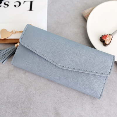 Womens Soft Leather Envelope Wallet Long Trifold Purse Fashion Handbag Clutch US