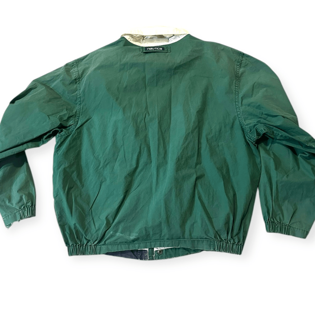 NAUTICA オリーブグリーン ジャケット Vintage Nautica Men's Green White Blue TriColor Hooded Light
