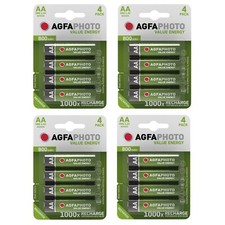 16 x AGFA PHOTO AA 800mAh NiMH Rechargeable Batteries 1.2V Pre-Charged LR06 R6 1.34 per battery