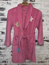 XHILARATION GIRLS ROBE KIDS SIZE M MEDIUM SOFT FLEECE PINK ROBE STARS PATTERN