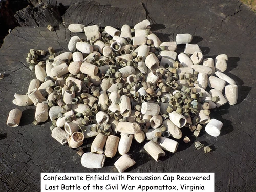 Old Rare Vintage Antique Civil War Relic Fired Confederate Enfield & P-Cap CSA