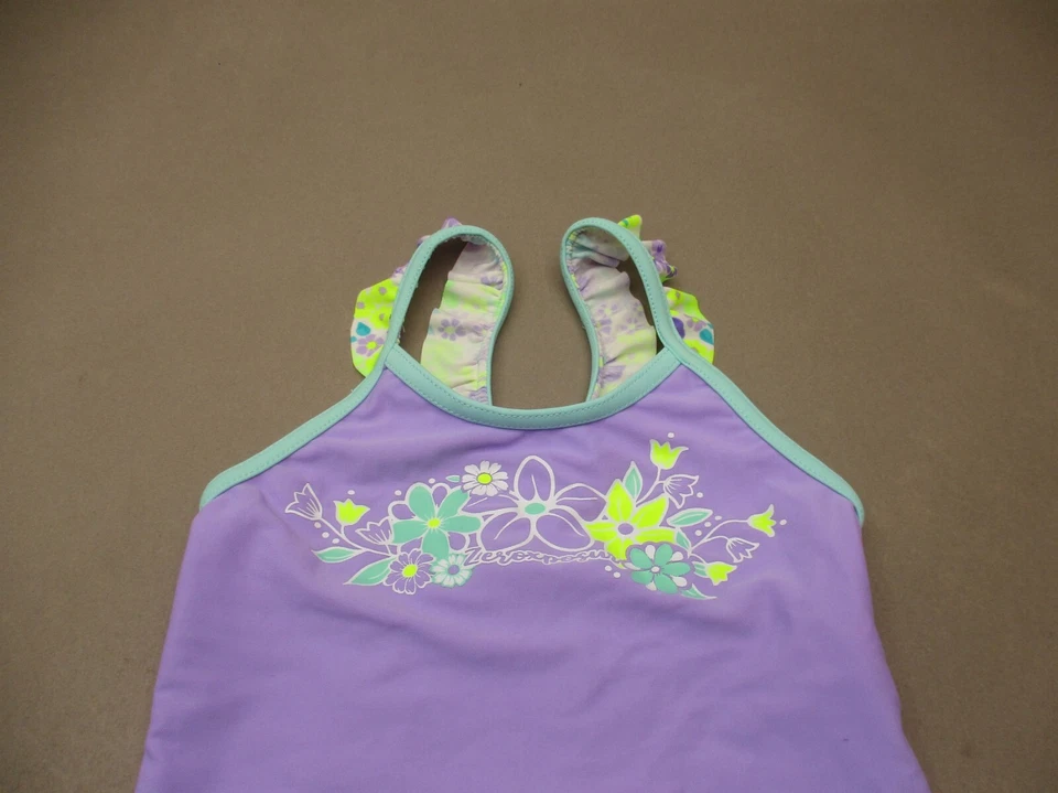 ZeroXposur Talla 4 Niñas Púrpura Volantes Tankini Hipster Parte Inferior Juego de Natación 2 Piezas 5D Foto 3 de 4