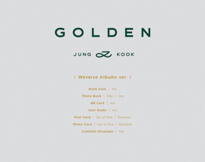 BTS JUNGKOOK [GOLDEN] Album WEVERSE Ver/QR Card+Photo Book+