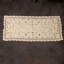 Vintage Crocheted Lace Edge Table Runner 34  X15"
