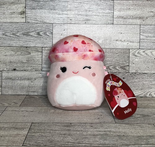 NWT Squishmallow Molly Mushroom Valentine Heart Tie Dye Pink Red 5" Mini Plush - Picture 1 of 5