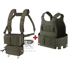 KRYDEX 2in1 Tactical Vest Low Vis Slick Plate Carrier & MK3 Chest Rig Placard RG