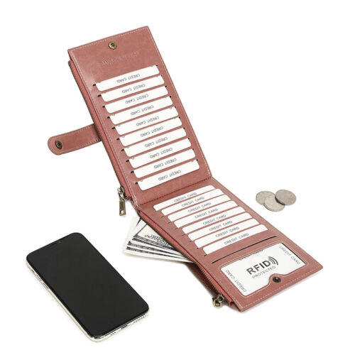 Para mujeres Largo Cuero Delgado Billetera Lindo Moño Cartera Multi ID Soporte para Tarjeta de Crédito Regalo - Imagen 37 de 37