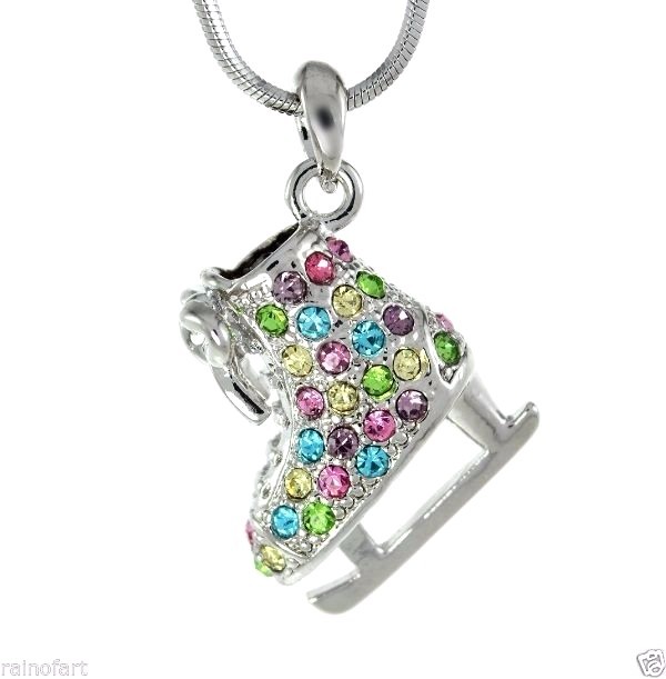 Swarovski Crystal Multi-Color Ice Skating Figure 18-Inch Pendant Necklace