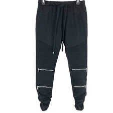 Shinestar cargo joggers womens L black pleated zippers elastic waist sweatpants