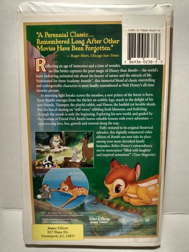 Bambi VHS 55th Anniversary *Limited Edition* RARE Masterpiece Collection - Picture 2 of 5