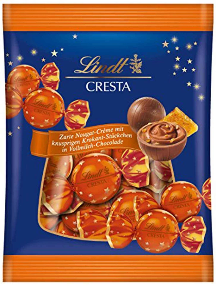 WEIHNACHTEN-SCHOKOLADE Lindt Cresta Palline di Cioccolato al Latte Intero e Croccante 101g Confezione da 4