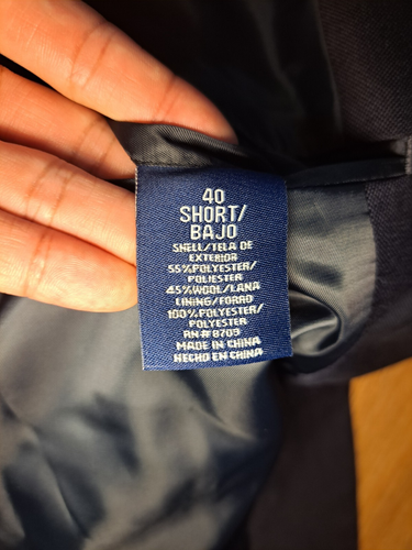 Stafford Blazer Mens 44S Navy Blue Gold Buttons Wool Suit Jacket Sport Coat - Picture 3 of 12