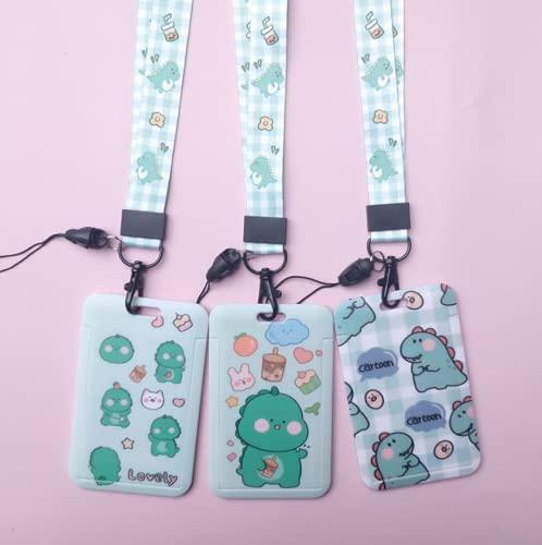 Ever Spring Lanyard with Cute ID Card Holder Case ID Badge Display Window Detachable Silky Neck Lanyard Strap with Clip Clasp and Keyring, Keys