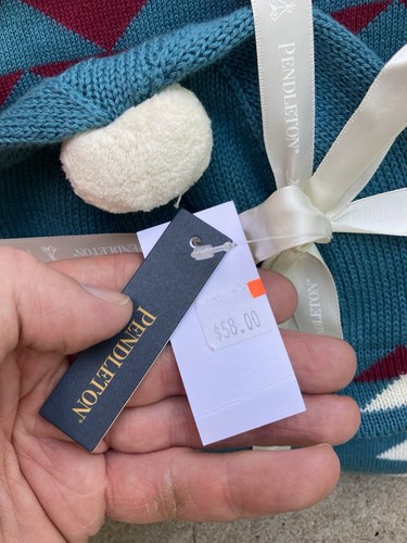 Pendleton Knit Baby Blanket with Beanie Harding Teal New with Tags NWT - Picture 3 of 14