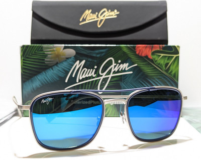 NEW Maui Jim Following Seas Silver Blue Polarized Blue Hawaii Sunglass B555-17M