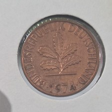 1974 Germany 2 Pfennig Coin Copper Plated Steel West & Unified Era BN