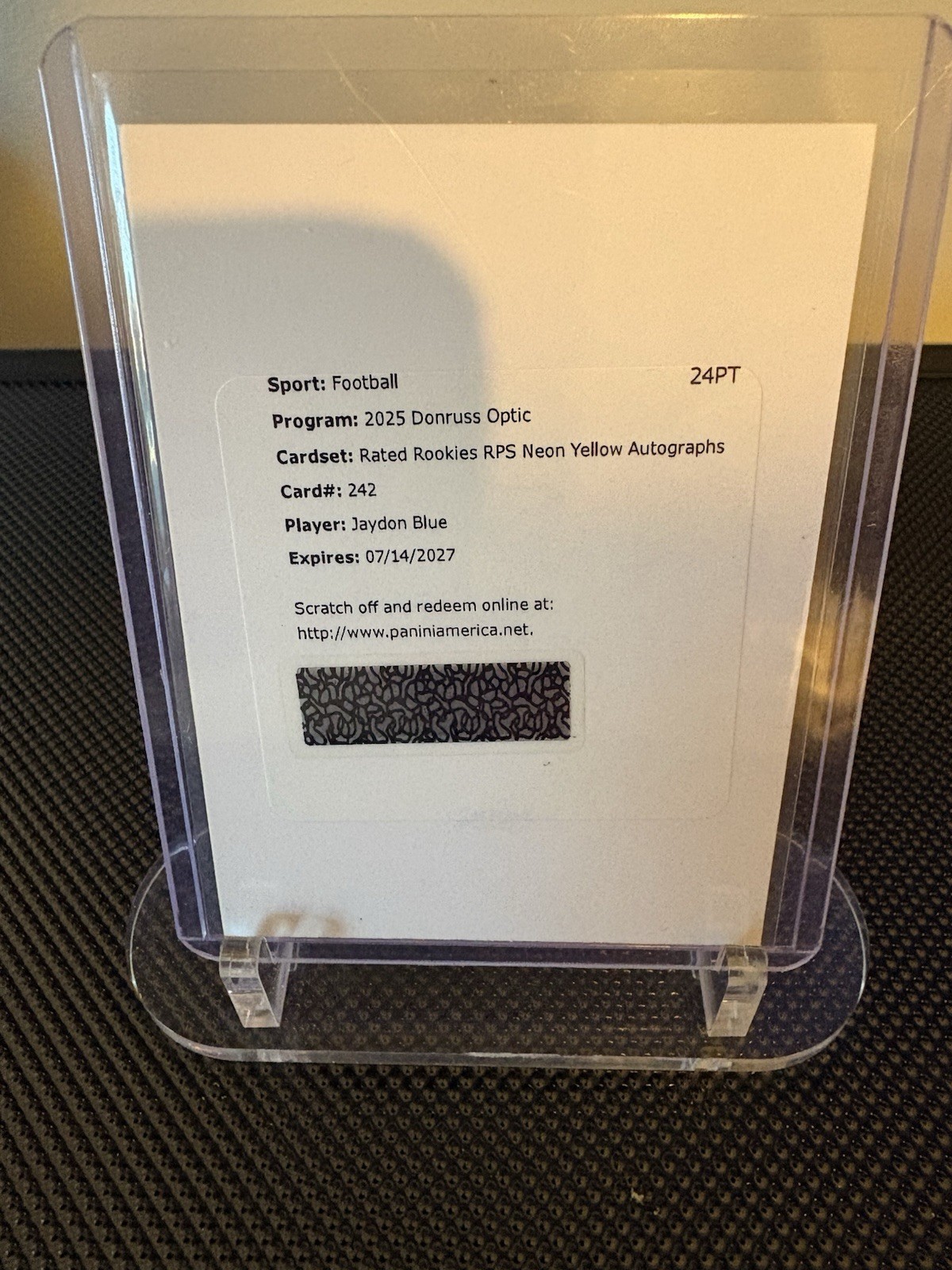 2025 Donruss Optic Rated Rookies RPS Neon Yellow Auto Jaydon Blue Redemption