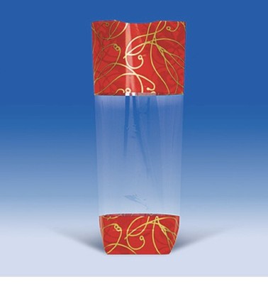 100x Standbeutel transparent Cellobeutel Kartenboden 100x220mm rot & gold süß Geschenkbeutel