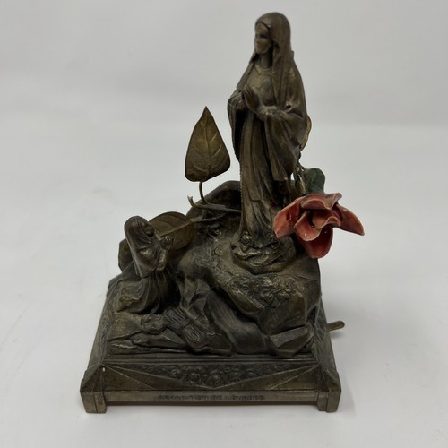 Antique French APPARITION de Lourdes Mother Mary Music box Madonna Not working