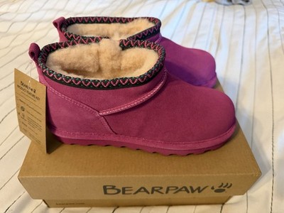 Bearpaw Retro Super Shorty Boots Suede Orchid Magenta Pink Women 5.5/6 Youth 4