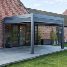 Supremo Leisure Belfort 3.6m x 3.6m Pergola with Curtains and LED - Grey