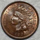Uncirculated 1909 Indian Head Cent, Blazing Luster w/ Accents of Original Red.