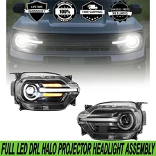 Full LED Halo Projector Headlamp Assembly W/ DRL For 2021-2024 Ford Bronco Sport