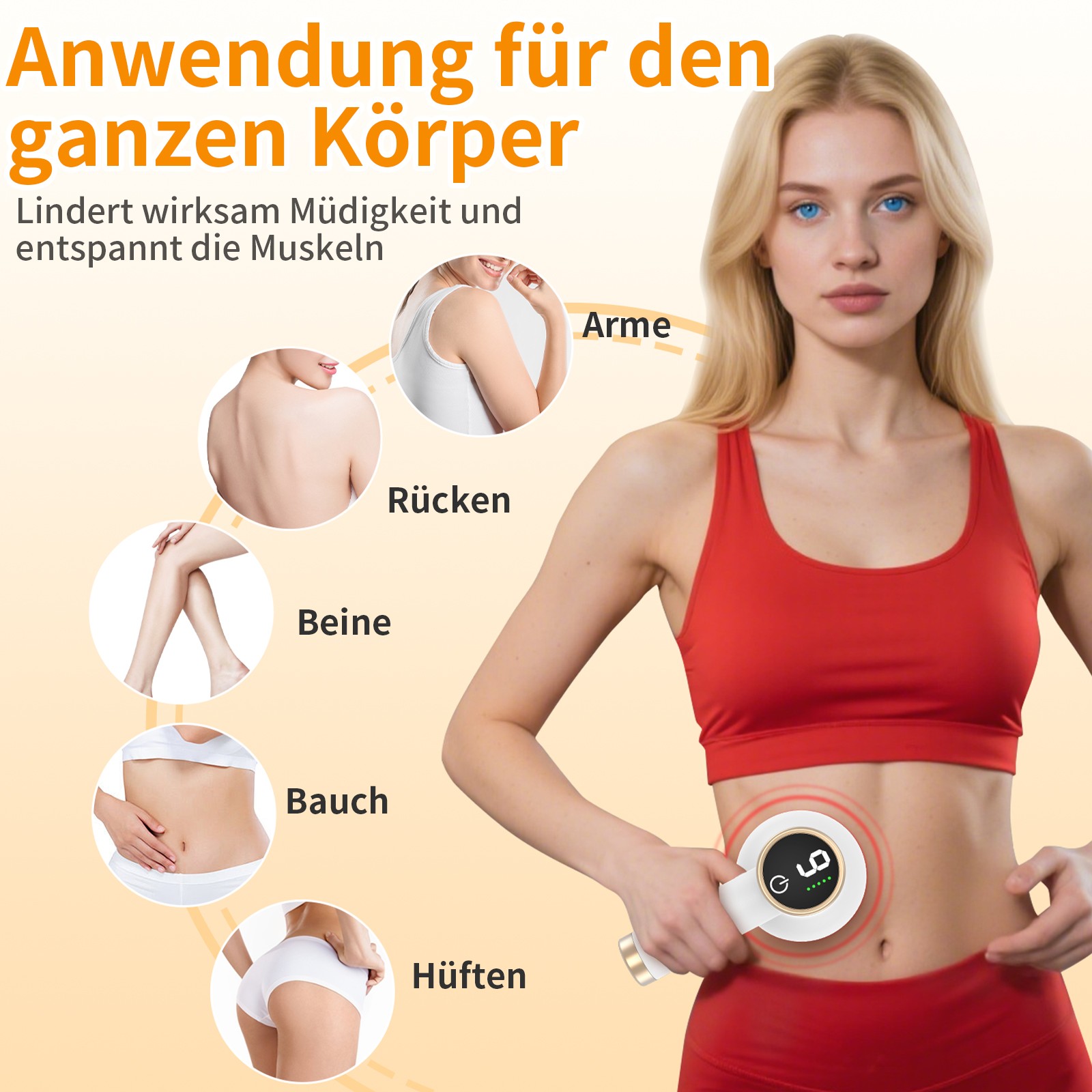 Anti-Cellulite Massagegerät elektrisch, 8 Zubehör, für Schulter, Bauch, Beine