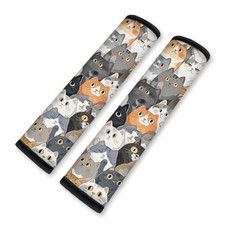 2Pcs Soft Auto Seat Belt Cover Pad Cute Print Colorful Car Seatbelt Cat