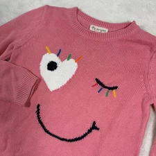 Tucker Tate Kids Pink Winking Face Heart Eye Smiley Sweater Size 7