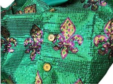 MARDI GRAS Sequin Bling Vest XL 'Laissez les bons temps rouler' New Orleans