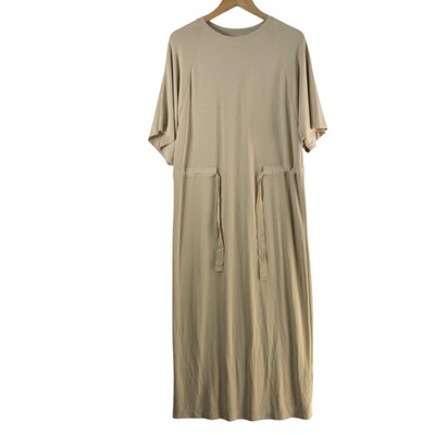 The Primark Edit Dress Womens M Beige Crew Neck T-Shirt Maxi Pockets 133620