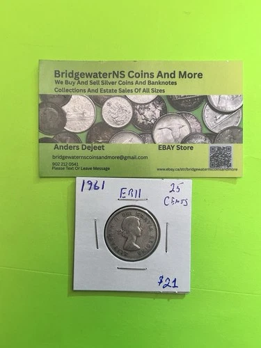 1961 Canadian Silver Quarter  Queen ElizabethII AG  STARTING BELOW MELT