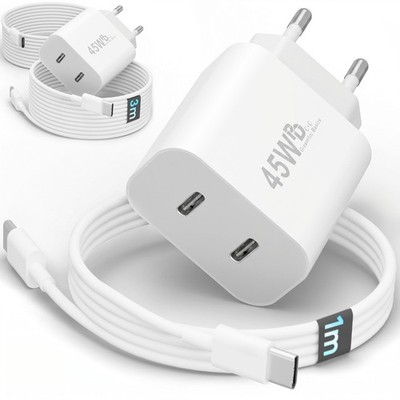 45w USB-C Schnellladegerät für Samsung iPhone Netzteil Adapter Stecker Dual USBC