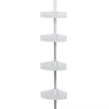 Zenna Home NeverRust Aluminum Tension Corner Shower Caddy in Satin Chrome